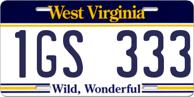 WV license plate 1GS333
