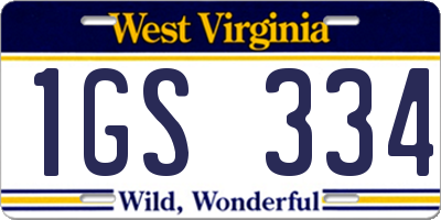 WV license plate 1GS334