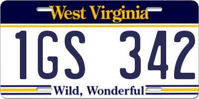 WV license plate 1GS342