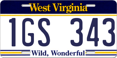 WV license plate 1GS343