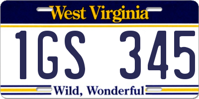 WV license plate 1GS345
