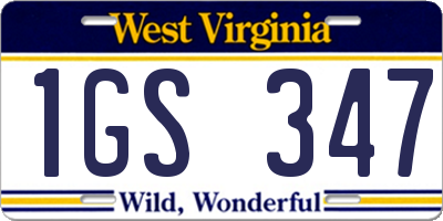 WV license plate 1GS347