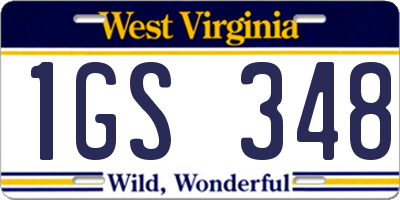 WV license plate 1GS348
