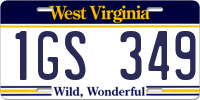 WV license plate 1GS349
