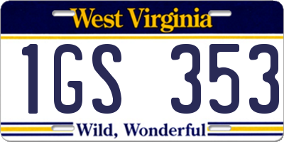 WV license plate 1GS353