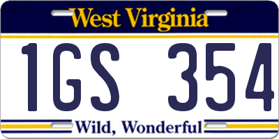 WV license plate 1GS354