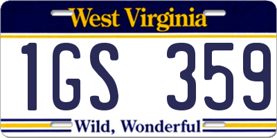 WV license plate 1GS359