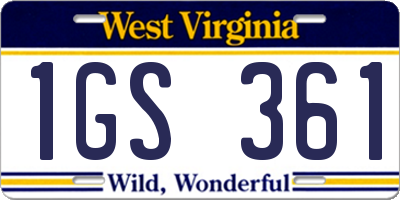 WV license plate 1GS361