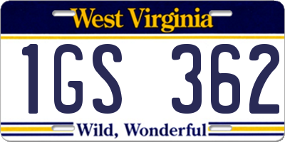 WV license plate 1GS362