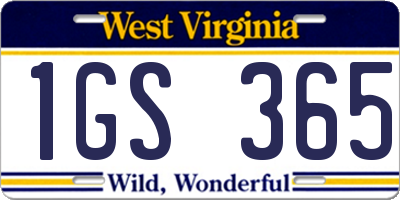 WV license plate 1GS365