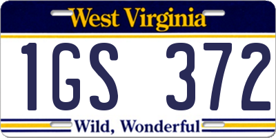 WV license plate 1GS372
