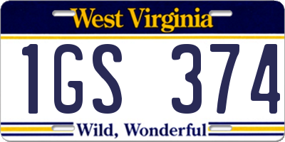 WV license plate 1GS374