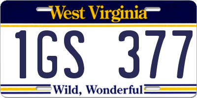 WV license plate 1GS377