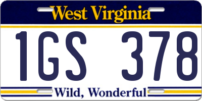 WV license plate 1GS378