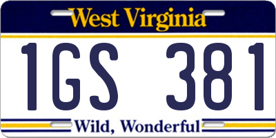 WV license plate 1GS381