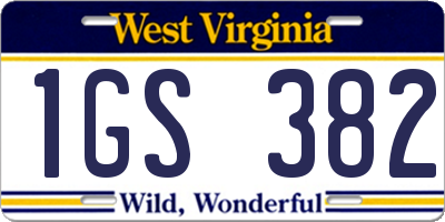 WV license plate 1GS382