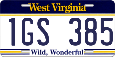WV license plate 1GS385