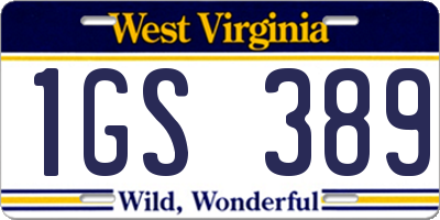 WV license plate 1GS389