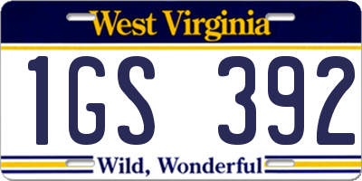 WV license plate 1GS392