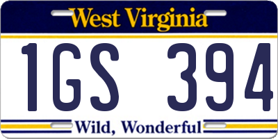 WV license plate 1GS394