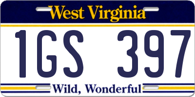 WV license plate 1GS397