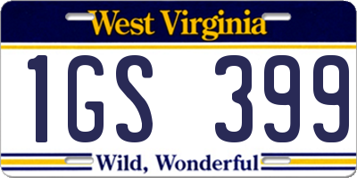 WV license plate 1GS399