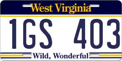 WV license plate 1GS403