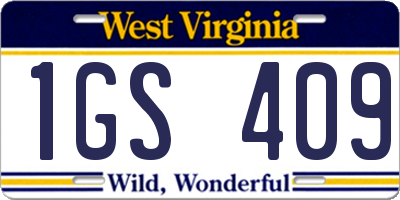 WV license plate 1GS409