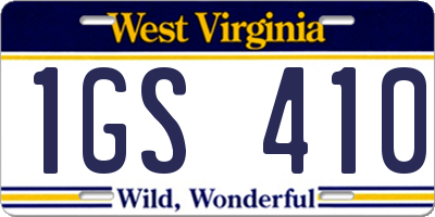 WV license plate 1GS410