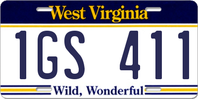 WV license plate 1GS411