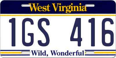 WV license plate 1GS416