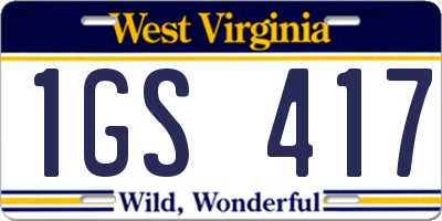 WV license plate 1GS417
