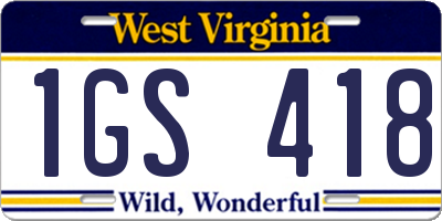 WV license plate 1GS418