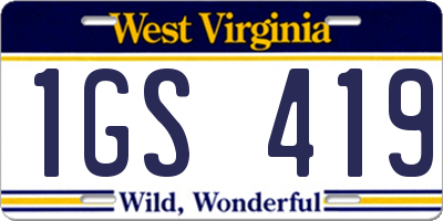 WV license plate 1GS419