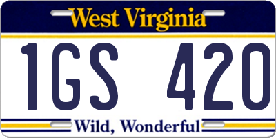 WV license plate 1GS420