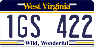 WV license plate 1GS422