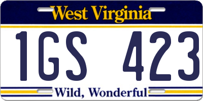 WV license plate 1GS423