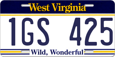 WV license plate 1GS425