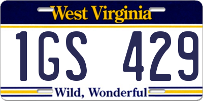 WV license plate 1GS429