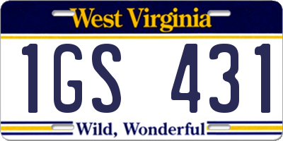 WV license plate 1GS431