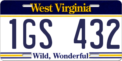 WV license plate 1GS432