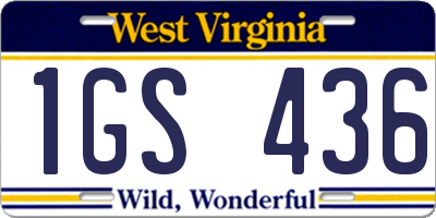 WV license plate 1GS436