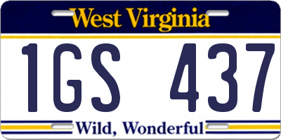 WV license plate 1GS437