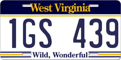 WV license plate 1GS439