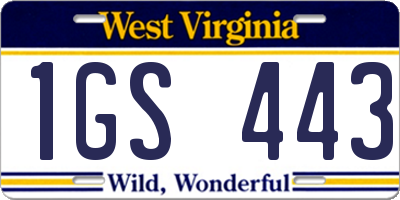 WV license plate 1GS443