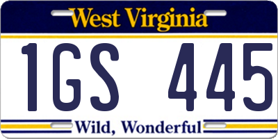 WV license plate 1GS445