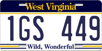 WV license plate 1GS449
