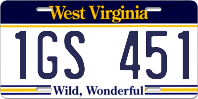 WV license plate 1GS451