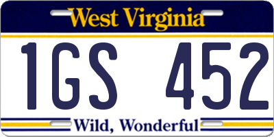 WV license plate 1GS452