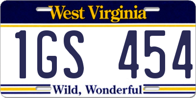 WV license plate 1GS454
